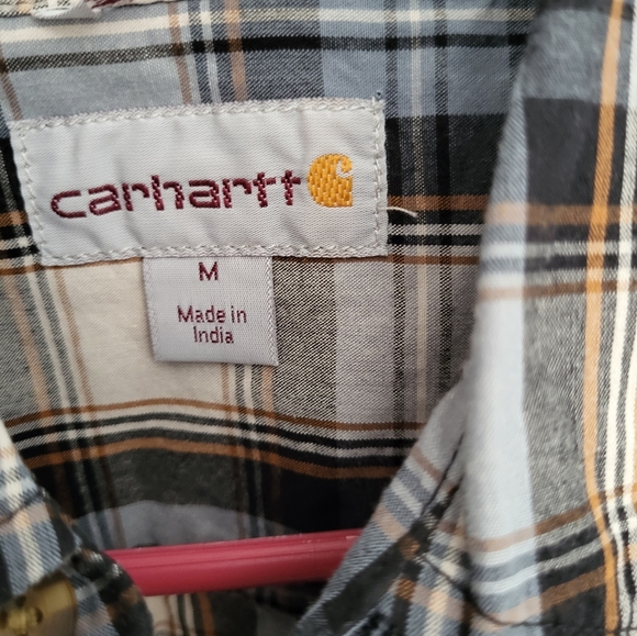 Carhartt Men Essential Button Down Relaxed Fit Short Sleeve Plaid Shirt  Medium - Picture 5 of 8